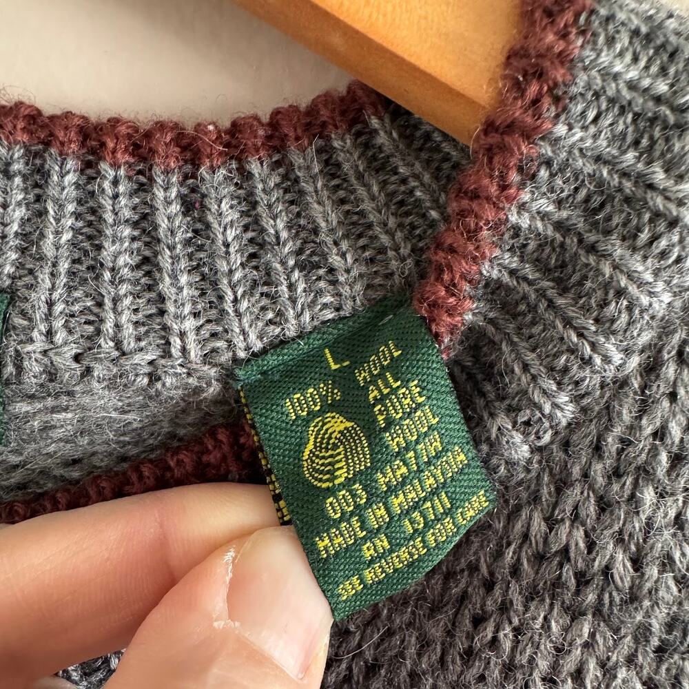 Embassy Row Vintage Graphic Ski Wool Sweater Size Large Gray RL inspired - Picture 5 of 7